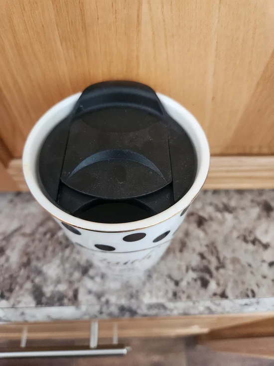 White Polka Dot Faith Ceramic Tumbler with Gold Accents - Picture 2 of 2